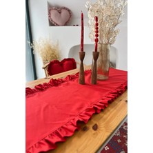 Kai Home Lovely Serisi Kırmızı Keten Fırfırlı Runner 50X150