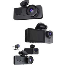 Renas Store Mey Ithalat® Yol Kayıt Araç Kamerası Hd Dvr 3 Kameralı 2.0in Ekranlı Ön Iç Arka
