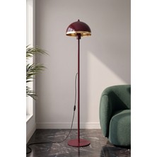 Marrien Luna Golden Tek Ayaklı Bordo Metal Modern Lambader Oturma Odası & Yatak Odası & Salon Lambası