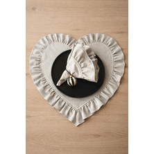 Kai Home Moonlit Dak Keten Gri Kalp Fırfırlı Keten Supla / Amerikan Servis 4\'lü