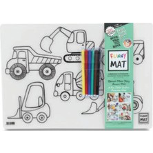 Renas Store Funny Mat - Iş Makineleri ve Taşıtlar 6'lı Kalem Hediyeli 30 x 40 cm