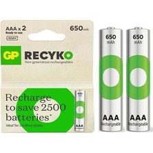 Renas Store Gp Recyko 650 Mah R03 Aaa Şarjlı 2'li Ince Kalem Pil