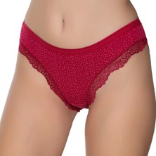 Gümüş 6066 12'li Kadın Likralı Paça Dantelli Puantiyeli Bikini