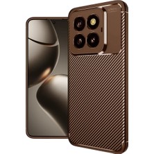 Renas Store Newface Xiaomi Mi 14T Pro Kılıf Auto Focus Karbon Kapak - Kahverengi