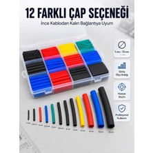 Renas Store Profesyonel Isıyla Daralan Makaron Kutusu 560 Parça Renkli Kablo Koruma ve Izolasyon Seti