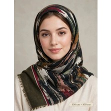 Beyce Basörtü Yesil Desenli Dört Mevsim 1 Adet Kaliteli Kullanışlı Güzel Şık ( Ebadı : 100 cm x 100 cm )