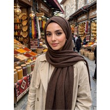 Güzel Kaman Başörtüsü Kahferengi Ince Dört Mevsim 1 Adet Kaliteli Kullanışlı Şık Güzel ( Ebadı 100 cm x 100 cm )