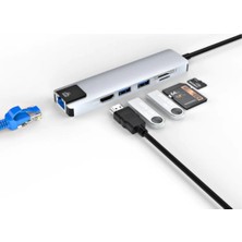 Renas Store Çok Fonksiyonlu Type C Hub USB HDMI Ethernet Kart Okuyucu