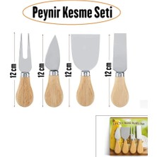 Renas Store Cheese Knife Set 4pcs Peynir Bıçak Seti Ahşap Bambu Saplı (5047)
