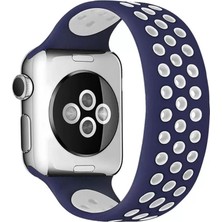 Renas Store Newface Apple Watch 42MM Ayarlı Delikli Silikon Kordon - Lacivert-Beyaz