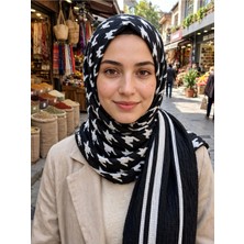 Bonjela Başörtüsü Siyahlı Beyazlı 1 Adet Ince Kaliteli Kullanışlı Güzel Şık