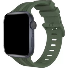 Renas Store Newface Apple Watch 38MM KR408 Çizgili Silikon Kordon - Koyu Yeşil