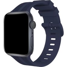 Renas Store Newface Apple Watch 38MM KR408 Çizgili Silikon Kordon - Lacivert