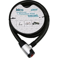 Renas Store Anahtarlı Metal Kaplama Kafaçek-It Kilit Kapakmotor - Bisiklet Kilit Çelik Telsiyah Şeffaf KILIF24MMX200CM (5047)