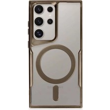 Renas Store Newface Samsung Galaxy S24 Ultra Kılıf Boyi Magsafe Silikon Kapak - Kahverengi