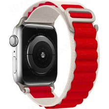 Renas Store Newface Apple Watch 38MM Mountain Kordon - Beyaz-Kırmızı