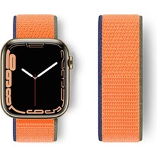 Renas Store Newface Apple Watch 42MM Hasırlı Cırtcırtlı Kordon - Turuncu