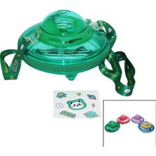 Renas Store Ufo Modeli Renkli Mika Kristal Suluk Matara Pipetli - Taşıma Askılı 550ML ( Herhangi Bir Renk  Gönderilir )  (5047)