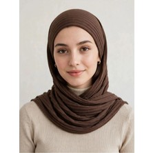 Aslı Başörtüsü Kahferengi 1 Adet Hazır Başörtüsü Tak Çık Kaliteli Kullanışlı Güzel Şık