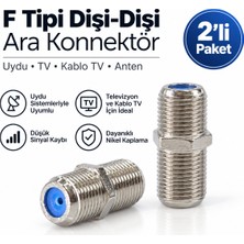 F Dişi Dişi Ara Konnektör 2'li Paket Uydu Tv Anten Kablo Birleştirici