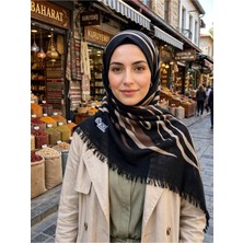 Beyce Basörtüsü Dört Mevsim Siyah Üstü Kahfeli Desenli 1 Adet Kaliteli Kullanışlı Güzel Şık (Ebadı : 100CM x 100 cm )