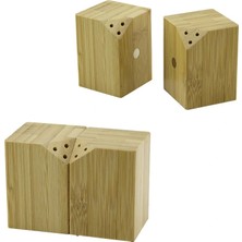 Renas Store 5X5CM--Y:7CM   2pcs   Mıknatıslı Ikiz   Ahşap Bambu  Baharatlık - Tuzluk (5047)