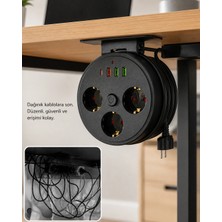 Renas Store Akım Korumalı Priz USB ve Type C Girişli 3lü Priz 2 Metre Kablo Dayanıklı