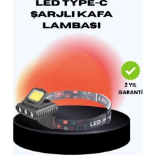 Renas Store Cob + Xpe LED Kafa Feneri 800 Lumen USB Type C Şarjlı Çok Modlu