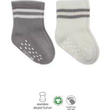 Renas Store Üreticiniz Çemberli Kaymaz Soket Çorap 2'li BS10125 Gri Ekru