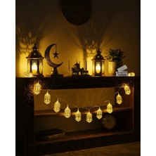 Astraltech Altın Fener Detaylı Pilli Ramazan LED Işık Ev Dekorasyonu