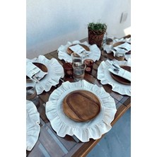 Kai Home 6lı Ham Keten Yuvarlak Fırfır Detaylı Amerikan Servis/ Supla