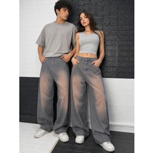 St.Poll Eskitme Açık Bakır Yıkamalı Unisex Baggy Jeans Pantolon