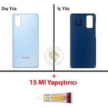 Arsking Samsung S20 Bulut Mavisi Arka Pil Kapağı Batarya Kapağı Lazer Kesim + B-7000 Yapıştırıcı