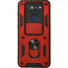 Kap Kaç Note 9 Kılıf Pars Lens Yüzüklü Silikon - Kırmızı