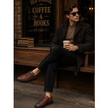 Erkek Fermuarlı Casual Sneaker – Suni Deri Günlük Spor Ayakkabı | Old School Tasarım | Siyah-Taba | 40-44