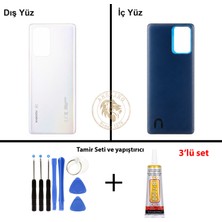 Arsking Xiaomi Mi 11-T Ay Işığı Beyazı Arka Pil Kapağı Batarya Kapağı Lazer Kesim + Yapıştırıcı ve Vida Seti