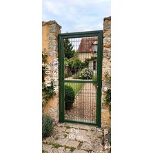 Bahçe Kapısı Panel Çit Kapı 200 cm X100 cm Yeşil Renk Tel Göz Aralığı 5X15CM Pevrazlı Kilitli