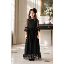 HC Kids Wear Tül ve Dantel Detaylı Tokalı Abiye Elbise