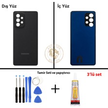Arsking Samsung A53 Siyah Arka Pil Kapağı Batarya Kapağı Lazer Kesim + Yapıştırıcı ve Vida Seti