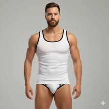 Renas Store Beyaz Delikli Kumaş Tank Top Slip Takımı