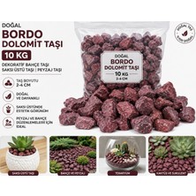 Doğal Bordo Dolomit Taşı 10 kg | Dekoratif Bahçe Taşı | Saksı Üstü Taşı | Peyzaj Taşı | 2-4 cm