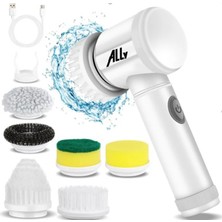 Renas Store Ally Magic Brush 5in1 Fırça Başlıklı Şarjlı Temizleme Fırçası Banyo/fayans/zemin TEMIZLEYICI-(5775)