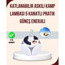 Valor Güneş Enerjili USB Şarj Edilebilir 5 Modlu Katlanabilir LED Kamp Işığı