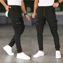 Mod10 Erkek Haki Slim Fit Kargo Cep Pantolon - Beli ve Paçası Lastikli