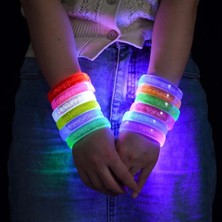 Renas Store Pembe LED Işıklı Baskı Yapılabilen Pilli Bileklik Bilezik 1,5 cm Genişlik