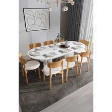 Asra Trend Modern 8 Kişilik Mutfak Yemek Masası ve Sandalye %100 MDF Yemek Odası Masası Takımı YMT08