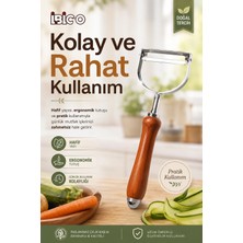 Renas Store Ahşap Görünümlü Saplı Metal Sebze Meyve Soyacağı Dayanıklı Mutfak Yardımcısı