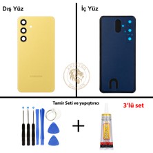 Arsking Samsung S24 Plus Sarı Arka Pil Kapağı Batarya Kapağı Lazer Kesim + Yapıştırıcı ve Vida Seti