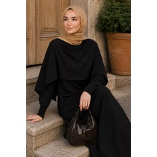 Julude Gülseli Pelerin Detaylı Tesettür Elbise P-00022762