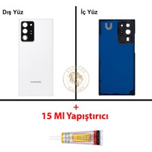 Arsking Samsung Note 20 Ultra Beyaz Arka Pil Kapağı Batarya Kapağı Lazer Kesim + B-7000 Yapıştırıcı